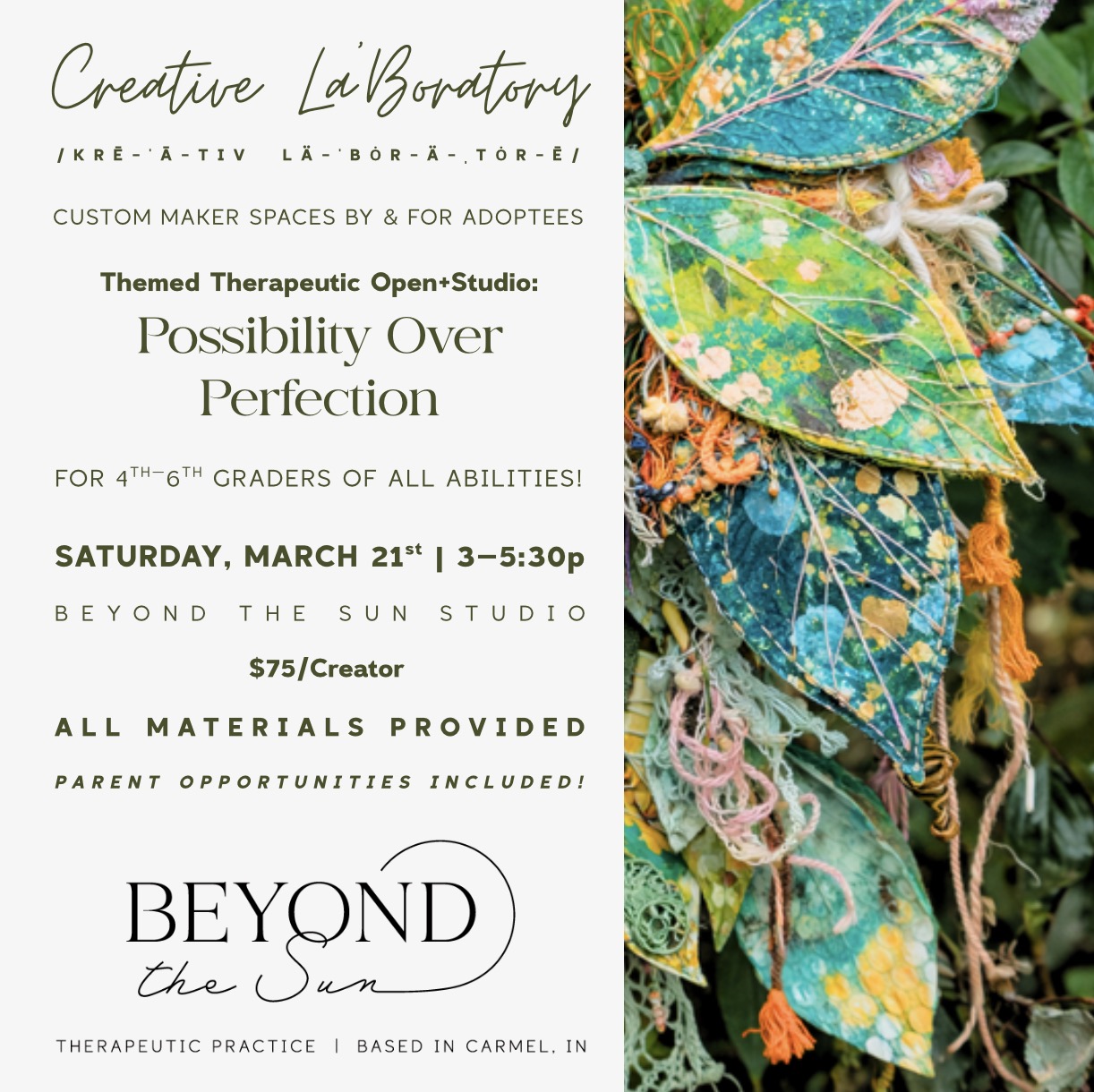 creative wellness event flyer for adoptees in 4th to 6th grade